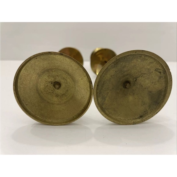 Vintage Twisted Spiral Stem Solid Brass Candlesticks Candle Holder 6.25” H - Picture 6 of 6